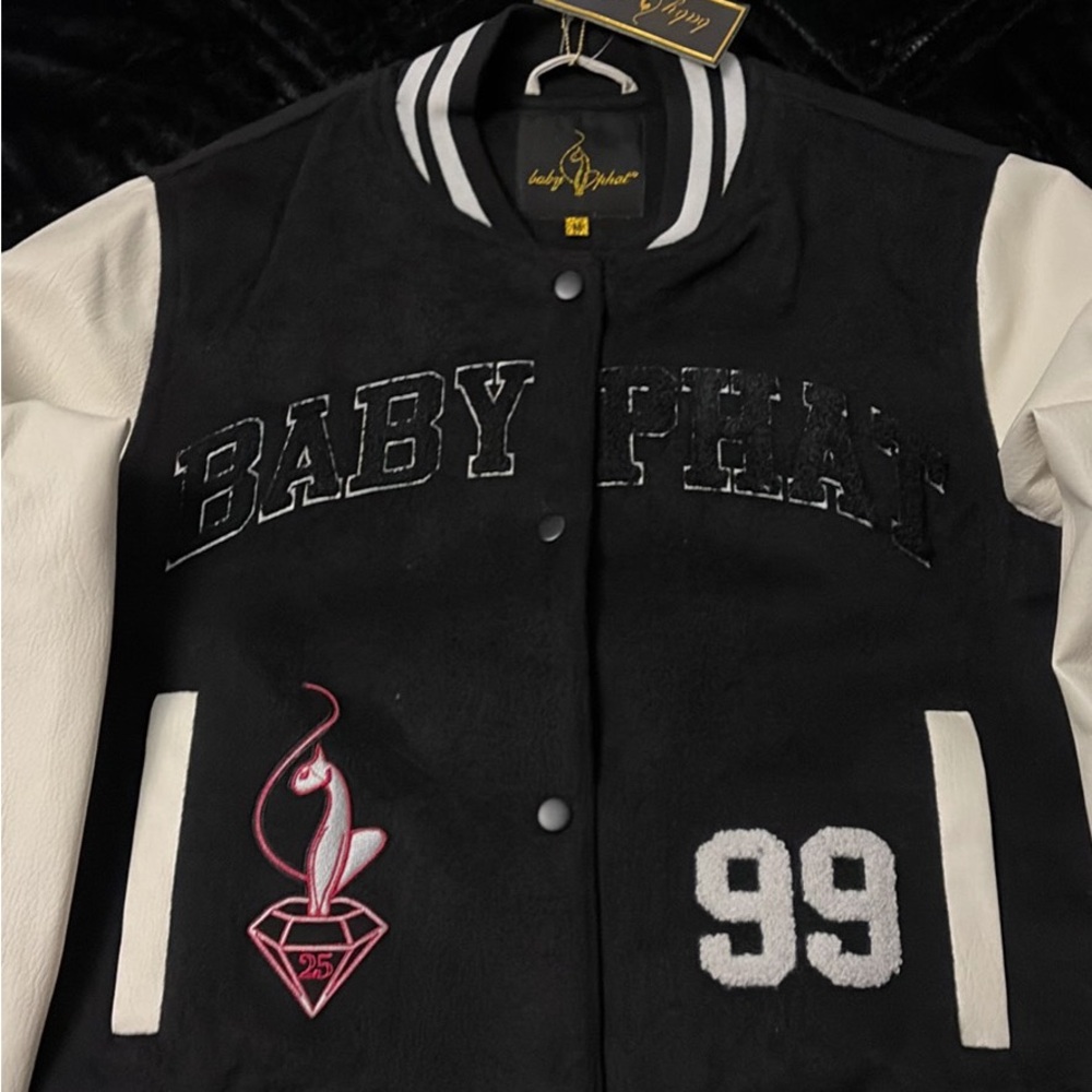 NWT Baby Phat Black and White Varsity Jacket